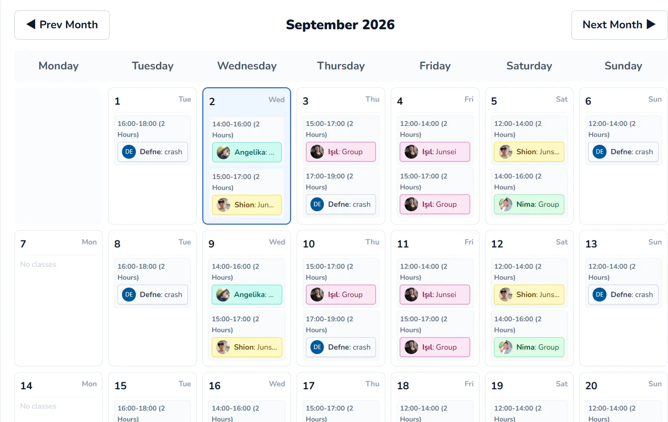 Meditaliano shift management and student portal