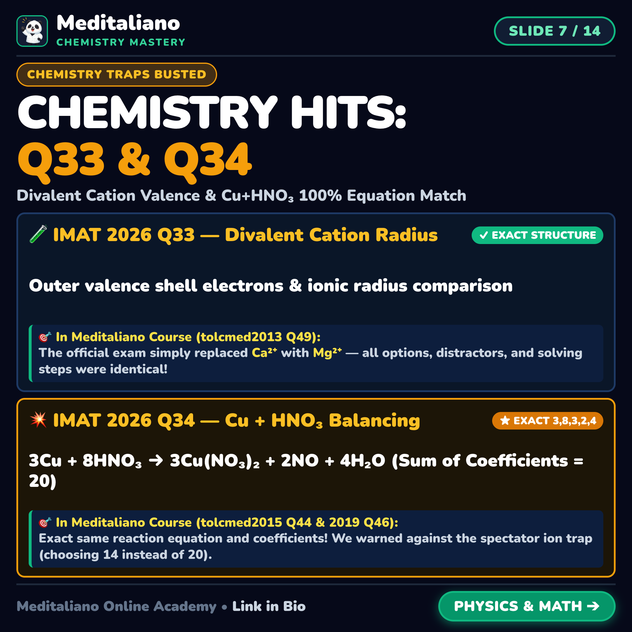 Chemistry match evidence
